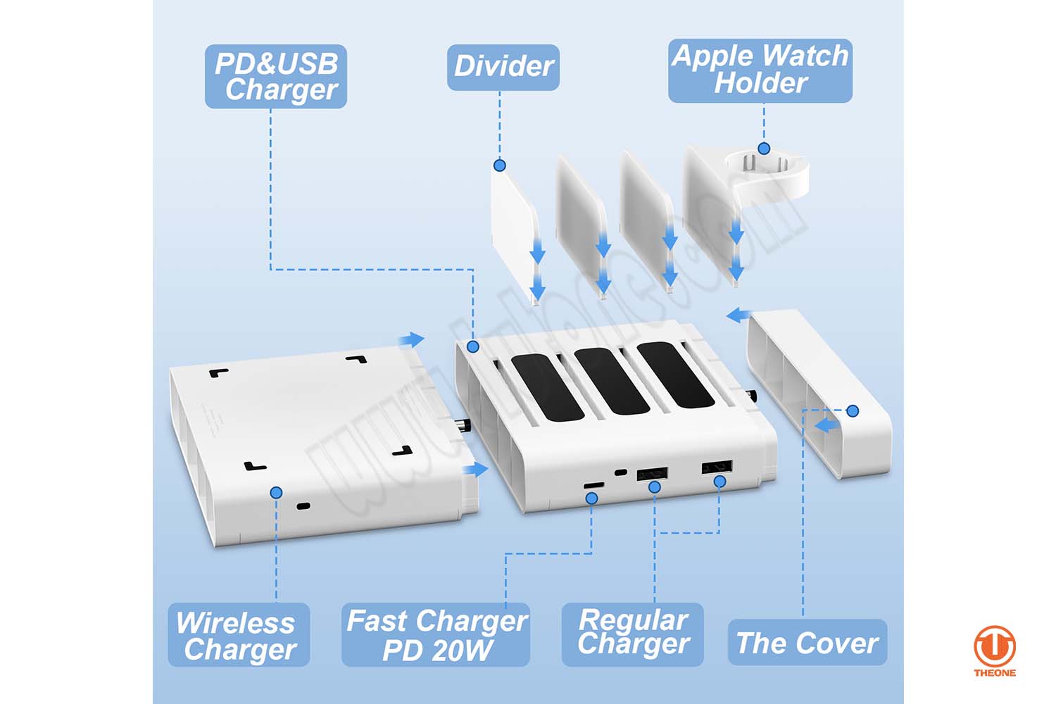 TC04D3 Multi-USB Charging Station with Modular Charging System design